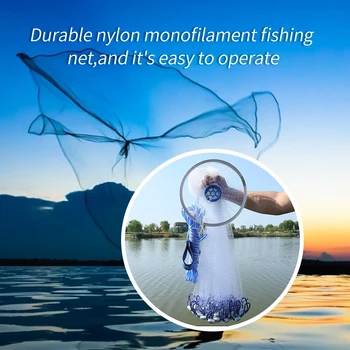 

LOOZYKIT fish Net Mesh Spread Whire Hand Throwing Nylon Nest Bottom Zinc Chain for Fishing Bait Cast Equipment High Strength