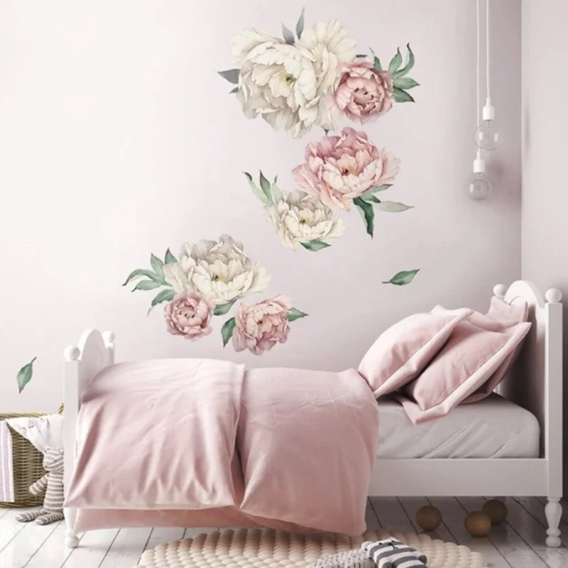Цветок стикер на стену акриловая оконная Наклейка цветы Пион украшение