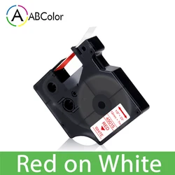 Premium Black on White Label Tape, 12mm, - 9mm (Red on White)