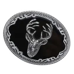 Festival elegante dos homens elk cabeça design ocidental rodeio cinto oval fivela acessórios presente