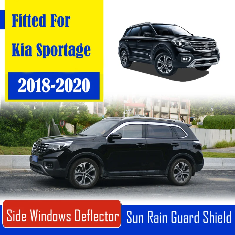 

1 Set Chrome Side Vent Sun Shade Window Visors Rain Guard Deflectors For Kia Sportage R 2018-2020