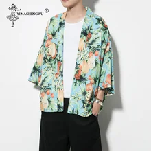 Кимоно Кардиган для мужчин кимоно Femme юката Harajuku Япония халат кимоно Лето кимоно с рисунком тонкая рубашка Азия Кимоно костюмы косплей