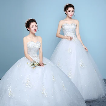 

Strapless Wedding Dresses 2019 Robe De Mariage Princess Bling Bling Luxury Lace White Ball Gown Wedding Gowns Vestido De Noiva