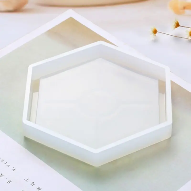 UV Resin Silicone Mold Hexagonal Round Heart-shaped DIY Coaster Flower Square Craft Making Epoxy Molds