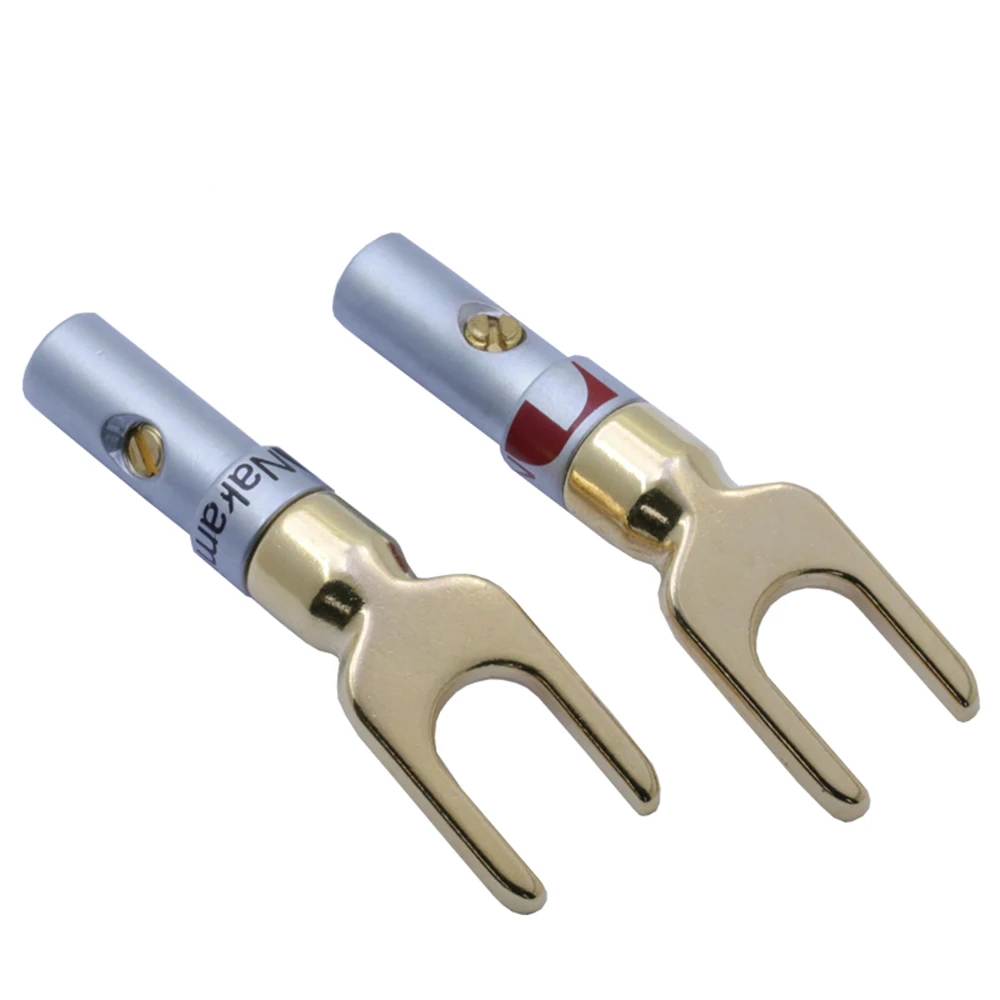 God marketing call 2pcs Musical Gold Plated Cable Wire Pin Y spade Fork Spade Audio Terminals  Plugs Banana Plug Connectors|HDMI Cables| - AliExpress