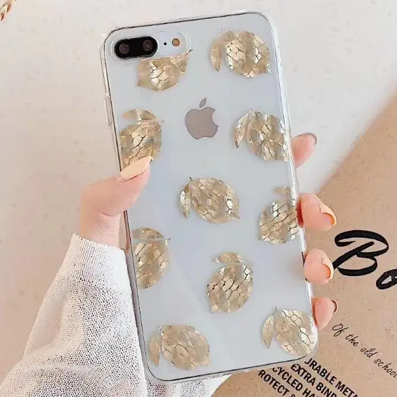 Роскошный Блестящий Прозрачный чехол для iPhone 8 7 Plus X XS Max XR 11 Pro Max Gold Leaf прозрачная задняя крышка мягкий чехол - Цвет: 03