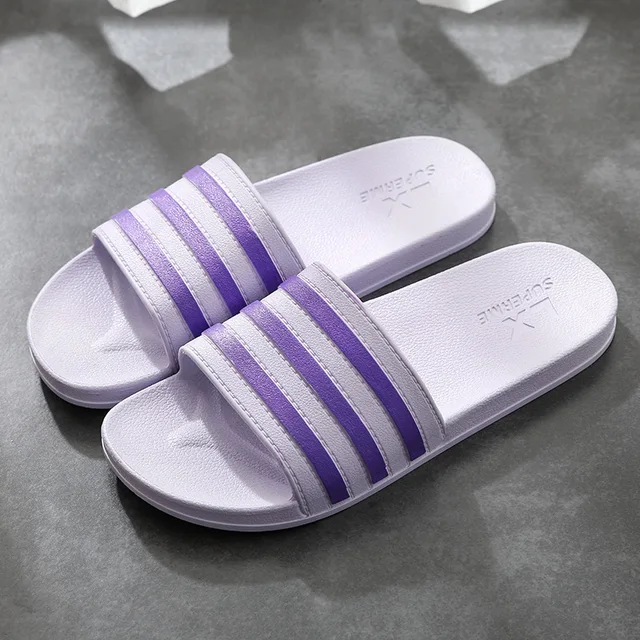 Summer Women  Outdoor Bathroom Shoes Platform Men Slippers Beach Flip Flops Slide Sandals Non-Slip Soft Sole Couple Ladies Home Purple