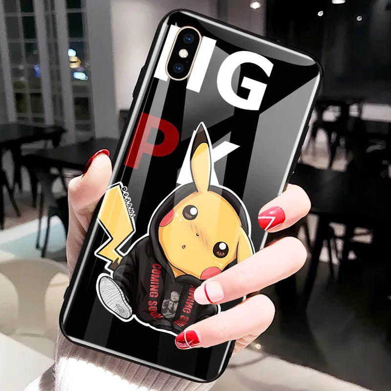 Для iPhone XS MAX i8 i8 Plus i6 i6s чехол из закаленного стекла с героями мультфильмов защитный для iPhone 8 Plus