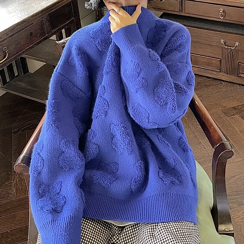 

Lovers towel embroidered three-dimensional texture bear sweater knit sweater men and women