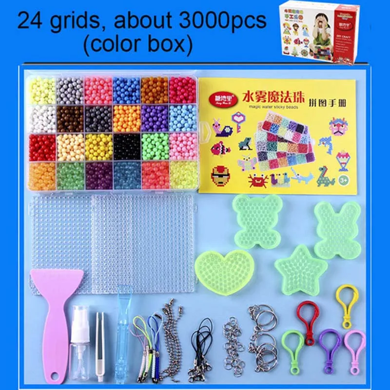 6000 pièces 24 couleurs recharge perles puzzle cristal bricolage eau spray perles ensemble boule jeux 3D à la main jouets magiques pour enfants jouet