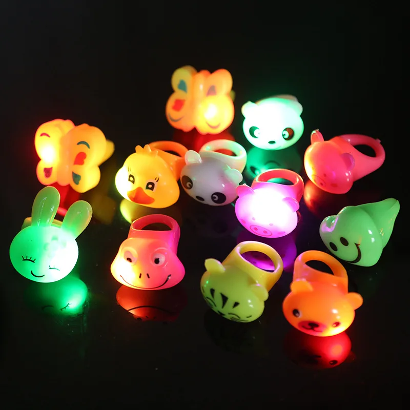 

LED Luminous Flexible Glue Animal Ring Flash Children's Finger Light Push Explosion Models Small Toys