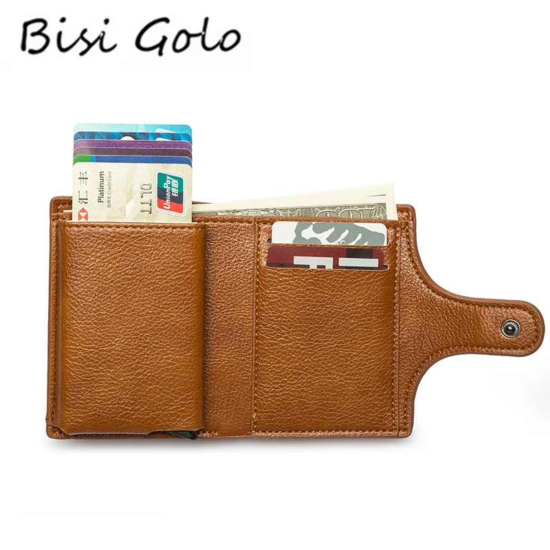 

BISI GORO 2019 Wallet Women Small PU Leather Men Card Holder Smart Slim RFID Ladies Card Case Unisex Vintage Solid Money Bag