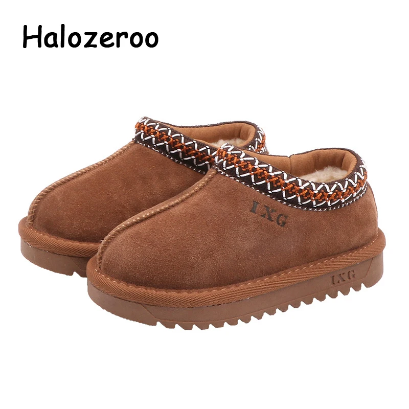 

Winter New Kids Snow Boots Baby Girls Genuine Leather Ankle Boots Children Black Warm Shoes Boys Brand Boots Fashion Soft Boots