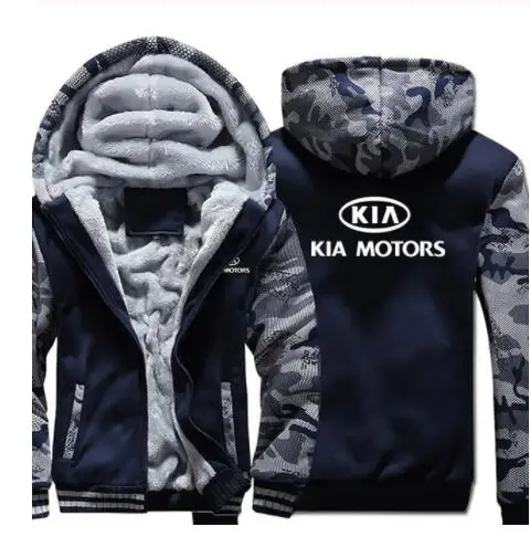 Осенне-зимняя мужская толстовка с капюшоном, теплая толстовка для KIA Motors, рекламная куртка, утепленные пальто на молнии, флисовая одежда - Цвет: 1