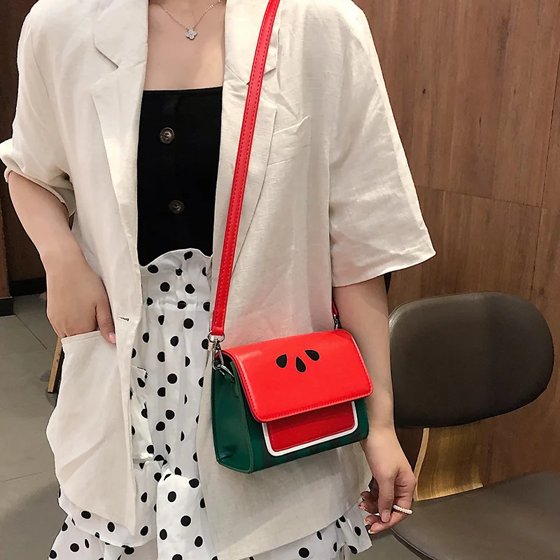 

Textured WOMEN'S Bag 2019 New Style Korean-style Cartoon Square Sling Bag Cool Watermelon Large Small Cool Crossbody Bag Fashion