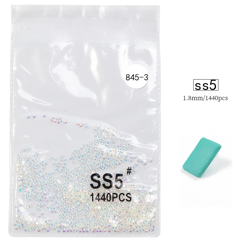 ss5(1440pc) SS3-SS16 1440 шт Супер Блестящий плоский с оборота многоцветный не исправление стразы для украшения ногтей и танцевального украшения - Цвет: ss5(1440pc)