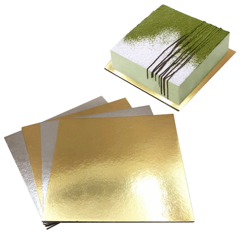 

18Pcs Mousse Cake Boards Set Square Base 6, 8, 10 inches Cupcake Dessert Cake Tray for Wedding Birthday Party Gold Siliver