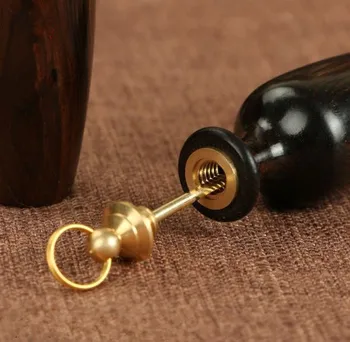 

Ebony Snuff Bottle Purple Light Tan Wooden Snuff Bottle with Metal Spoon