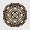 Retro Black And Gold Flowers Round Carpet Lotus Chair Floor Mat Soft Carpets For Living Room Anti-slip Rug Bedroom Decor Carpet 3