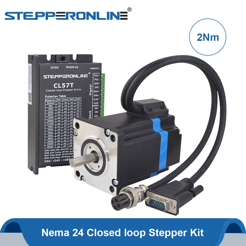 

Nema24 2Nm Closed Loop Stepper Motor Hybrid Servo Driver CL57T + Nema 24 Step Motor Servo Motor Kits ＆ 2pcs Extension Cables
