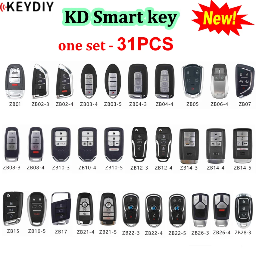 US $640.80 KEYDIY Smart remote key ZB01 ZB02 ZB03 ZB04 ZB06 ZB08 ZB103 ZB15 ZB165 ZB17 ZB225 ZB215 ZB26 ZB28 for KDX2 one set31pcs