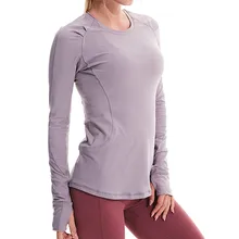 Осень стиль Для женщин Спортивные футболки с коротким рукавом Йога рубашки короткий длинный рукав, дышащий Бег Толстовка тренажерный зал топы Спортивные Женские рубашки для иоги