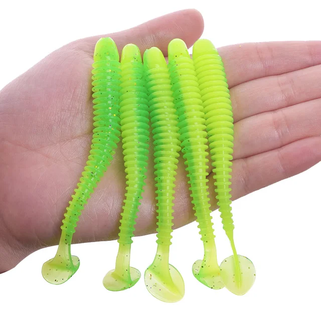 Proleurre Fishing Worm Soft Lures Jig Wobblers 5cm 7cm 9cm Easy Shiner For Carp Bass Artificial Double Colors Silicone Swimbait A