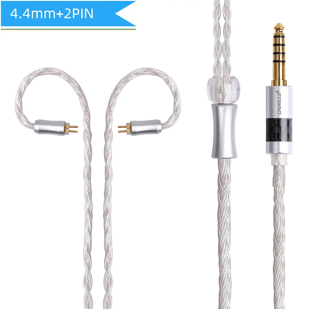 white 4.4mm 2pin FDBRO 16 ядер 2,5/3,5/4,4 мм с серебряным покрытием наушников обновления провода наушники MMCX кабель SE425 SE535 IE80 IM 2Pin 0,78 мм A2DC кабель - Цвет: white 4.4mm 2pin