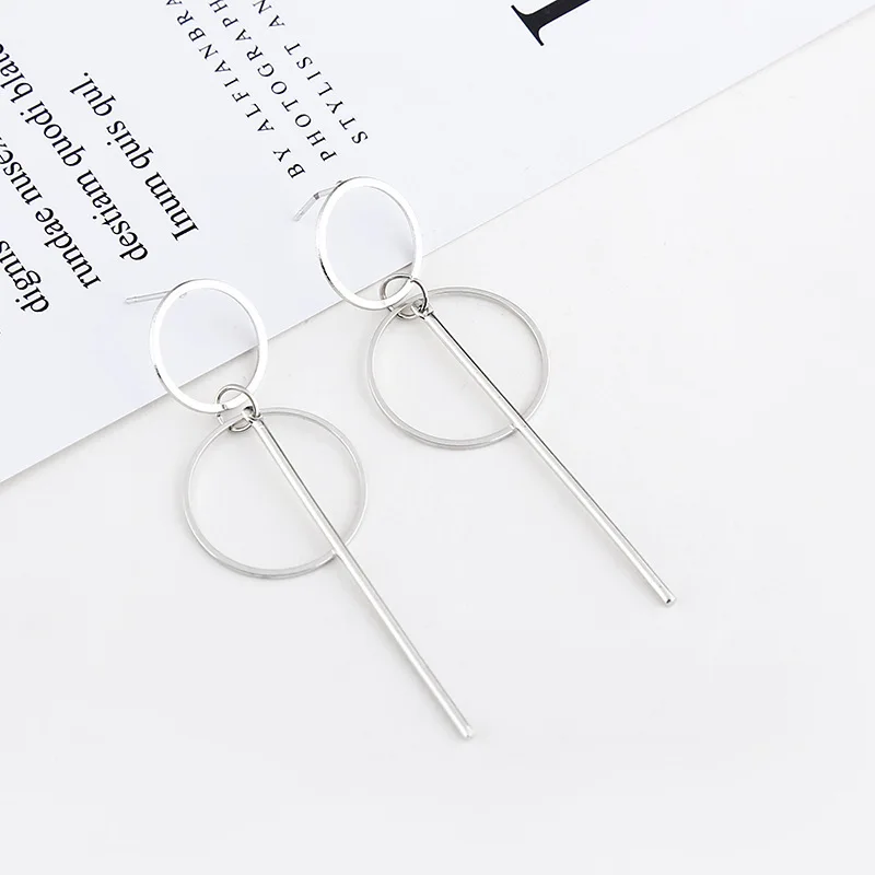 Brinco Pendientes Aretes Oorbellen преувеличенные серьги с обложкой журналов Двойная игла Антиаллергенная Подвеска простая Геометрическая