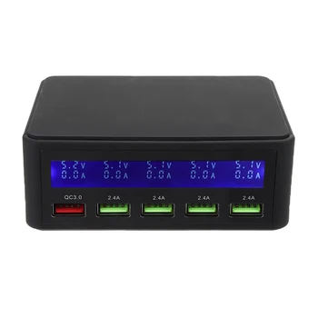

USB Charger 5 Ports Smart Charging Multi-Port Travel Charger LCD Digital Display Station Multi-Port USB Charging Adapter EU Plug