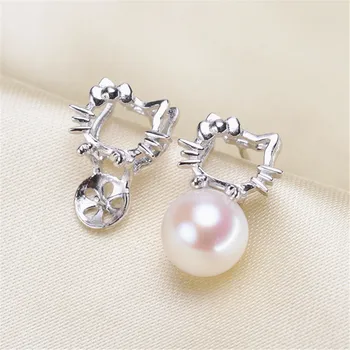 

Plated Silver Earrings Mountings Pearl Ear Wires Earrings Hook Findings Settings for DIY Stud Earrings Jewelry Making Findings