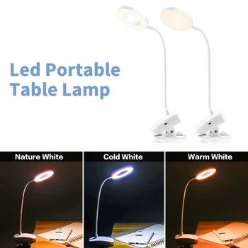 

3 Colors Dimmable Table Light Portable Clip Led Lamp USB Study Ampul Led Bulb 5V Desk Reading Night Lamp Rechargeable Led Light