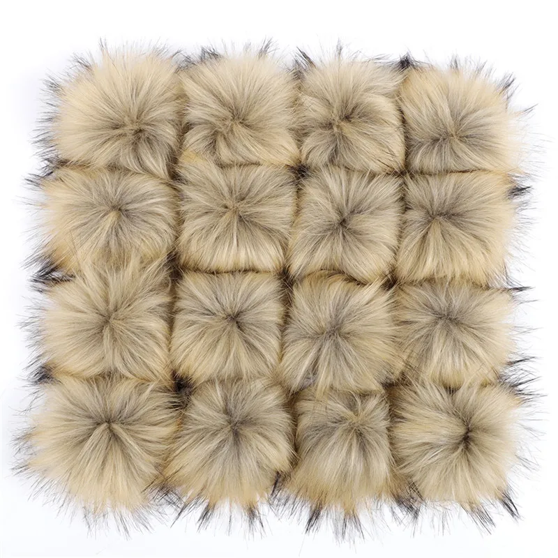 1pc/2pcs False Hairball Hat Ball Pompom 10/12/15cm Handmade Fake Fox Fur Ball Pom Pom Rubber Band Snap Button Knit Accessories
