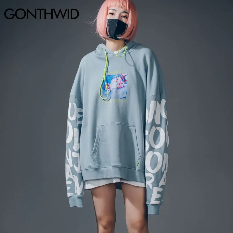 GONTHWID Fond Dream граффити графический принт мужские свитера и толстовки Harajuku Хип Хоп Повседневный пуловер с капюшоном уличная мода