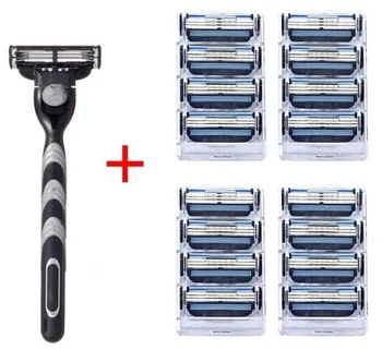

1 Holder 16 pcs Blades 3 Layers Men Face Shaving Razors Blades Male Manual Razor Blades For Standard Beard Shaver Trimmer Blades