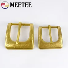 Meetee Solid Brass Metal Belt Buckle Men Women Belt Head for Belt Metal Pin Buckles DIY Leather Craft Jeans Accessories