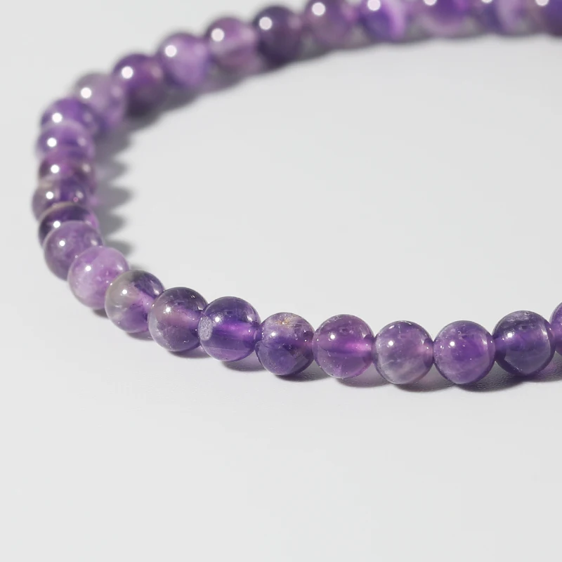 Stone Bead Bracelet 4MM Mini Amethyst Beads Bracelet Energy Bracelets Tiny Natural Stone Statement Charm Beaded Couples Bracelets