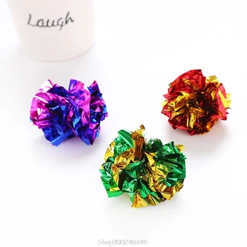 

48PCS Mylar Balls Cat Toy Shiny Crinkle Sound Shiny Ring Paper Kitten Crackle Lightweight Play Assorted Colorful Kitten O08 20