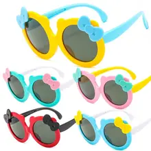Детские поляризованные солнцезащитные очки для девочек, милые Солнцезащитные очки с бантом, силиконовые защитные очки UV400 A69C