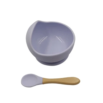 

2 Pcs BPA Free Silicone Waterproof Baby Suction Cup Base Bowl Training Spoon Set