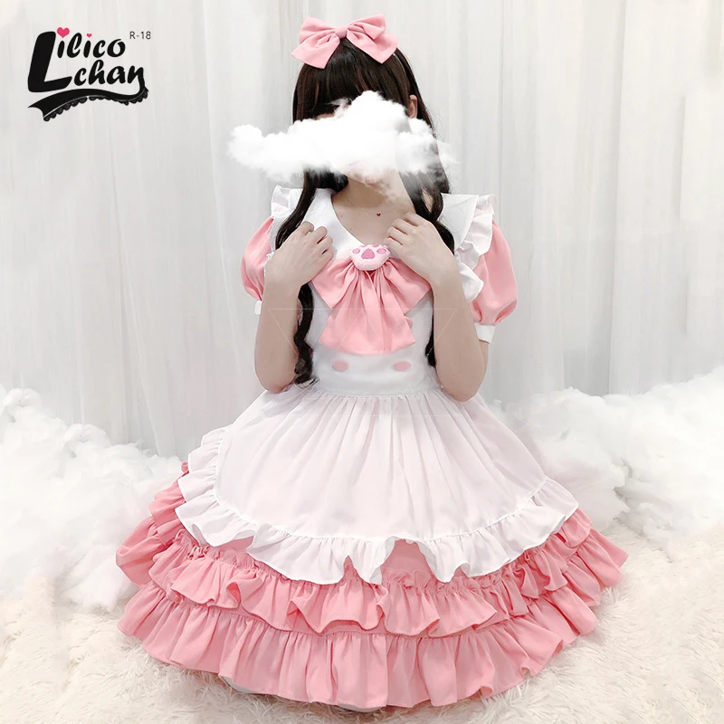 High Quality Adorable Anime Cosplay Costumes Kawaii Pink Maid Dress With  Bowknot Headband Women Sexy Coffee Bar Club Uniform  Sexy Costumes   AliExpress