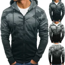 Мужская камуфляжная Повседневная футболка на молнии с длинным рукавом и круглым вырезом градиентная цветная печать мужская спортивная куртка для бега 40DE25