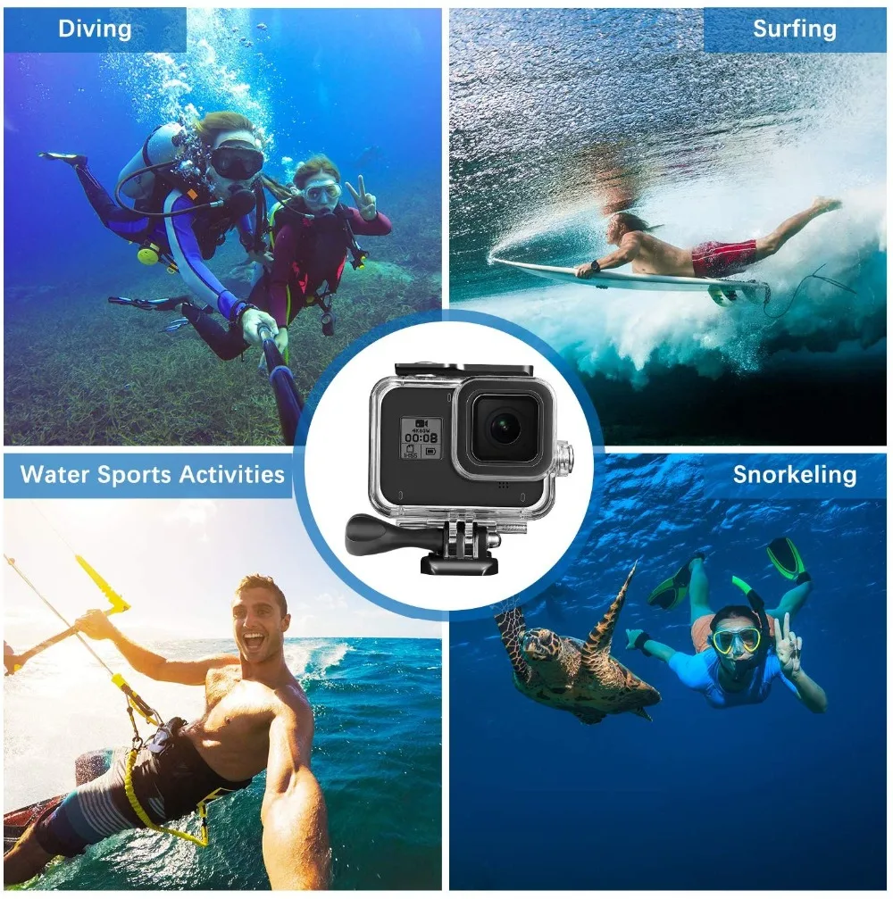 Водонепроницаемый чехол для Gopro Hero 8 черный, подводный корпус 60 м с кронштейном аксессуары для экшн-камеры Gopro Hero 8