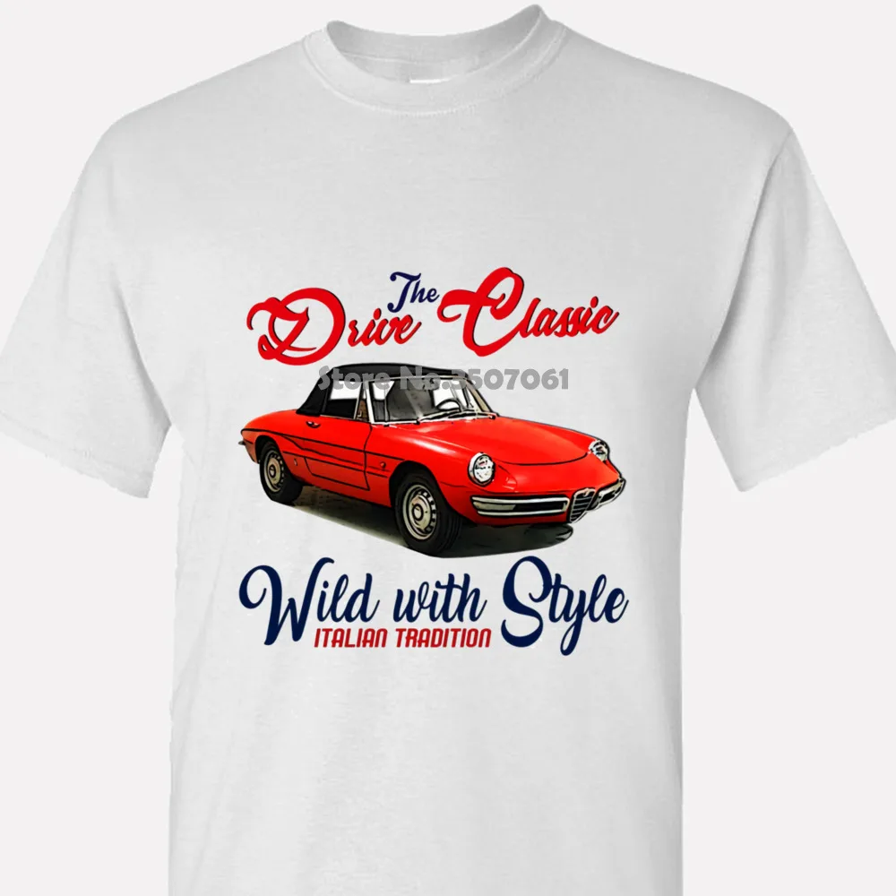 Винтажная хлопковая Футболка с итальянским автомобилем Alfa Romeo Duetto подростковый
