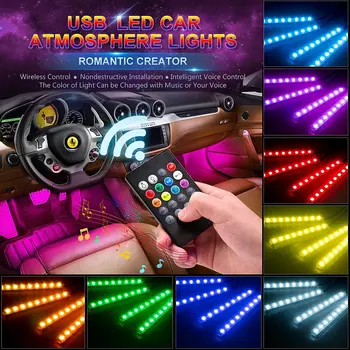 

Car LED Interior Lights, USB Port 48 LEDs Wireless Remote Control Multicolor Music Interior Strip Lights for Car TV Home