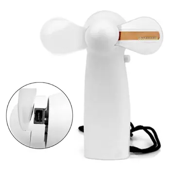 

Portable Handheld Cooling Fan Colorful LED Mini Light Battery Power With Strap