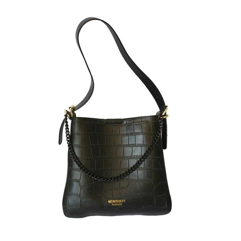 

2020 Brand Design Women Shoulder Bag Large Capacity Chain Bucket Handbags Quality PU Leather Women's Totes Simple Vintage Bags
