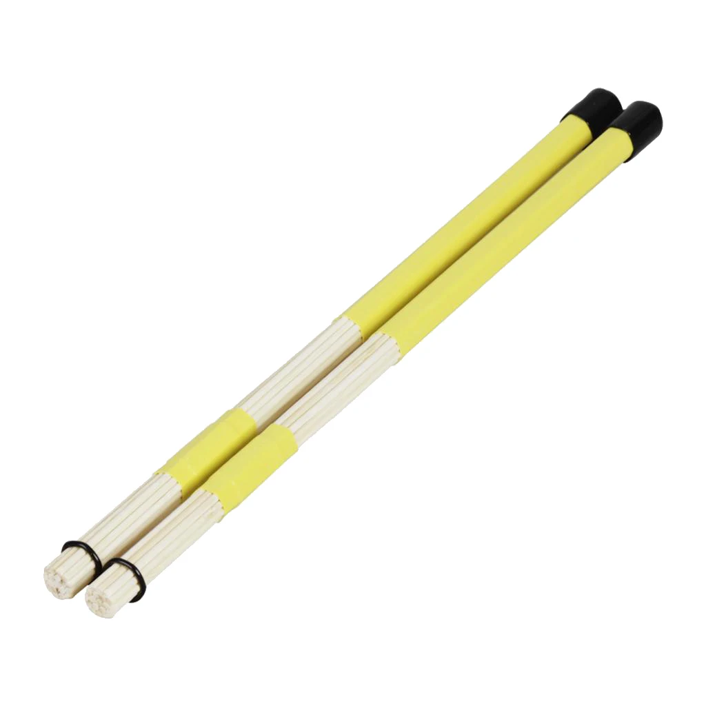 Exquisite 2Pcs Wooden Drum Rod Brushes for Cajon Jazz Drum Accessory Yellow