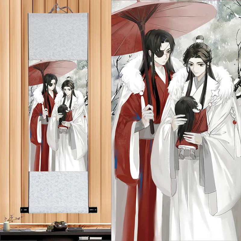 30cm*80cm Tian Guan Ci Fu Hua Cheng Xie Lian Printed Poster Scroll Picture Cosplay Prop Wall Decor for Women Men Gift 1pcs ladies halloween costumes Cosplay Costumes