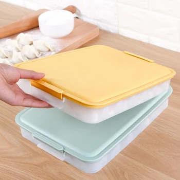 

Refrigerator Single Layer Dumpling Box Holder Food Storage Box Kitchen Organizer Frozen Plastic Dumplings Boxes Container